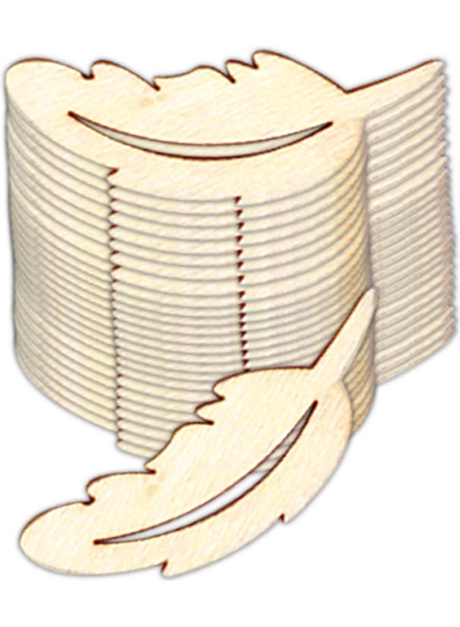 25-Piece Wooden Feather Photo Album Decoration Yellow ‎6x5.2x2.2cm