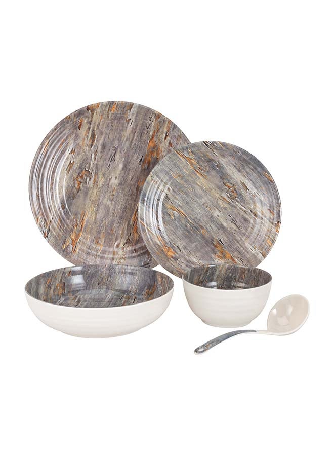 Royalford 20pcs Melamineware Dinner Set RF12513 Includes Dinner and Side Plates, Serving and Rice Bowls and Ladle Dishwasher-Safe and Freezer-Friendly and Food-Grade Multicolor 3kg