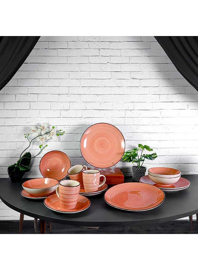 Royalford 16pcs Stoneware Dinner Set RF12410 Includes Dinner and Dessert Plates, Soup Bowls and Mugs Dishwasher-Safe, Microwave-Safe and Freezer-Safe Perfect for Home, Gifting Multicolor 3kg