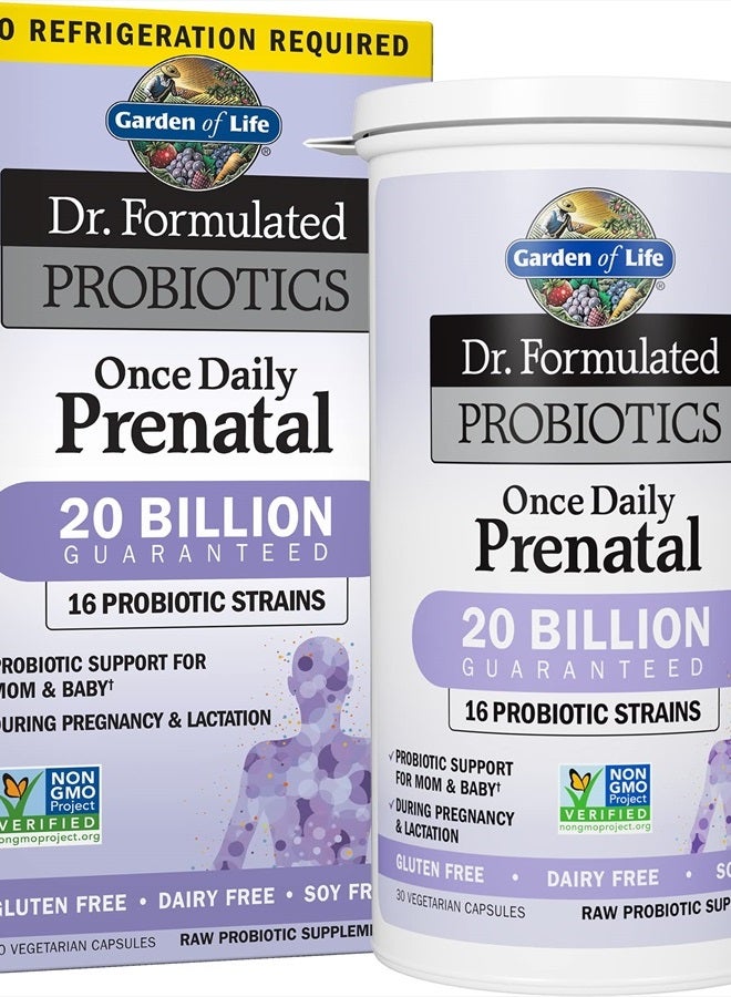 Dr. Formulated Probiotics Once Daily Prenatal - Acidophilus and Bifidobacteria Probiotic Support for Mom and Baby - Gluten, Dairy, and Soy-Free - 30 Vegetarian Capsules