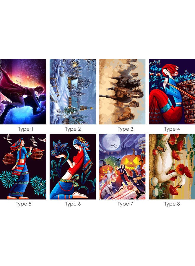 DIY Oil Painting On Canvas Craft Hand Painted Paint By Number Kit Multicolor 16x20inch
