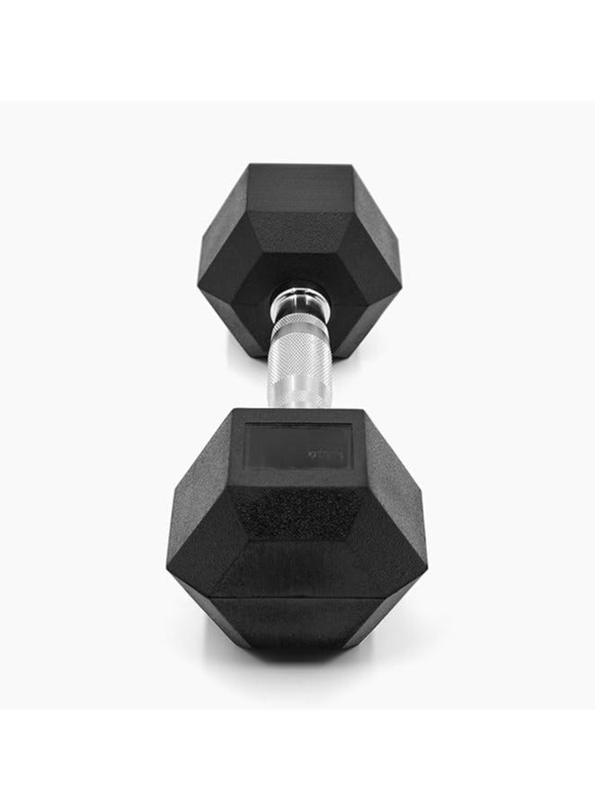 dumbbell Rubber-coated hexagonal  10 kg one piece