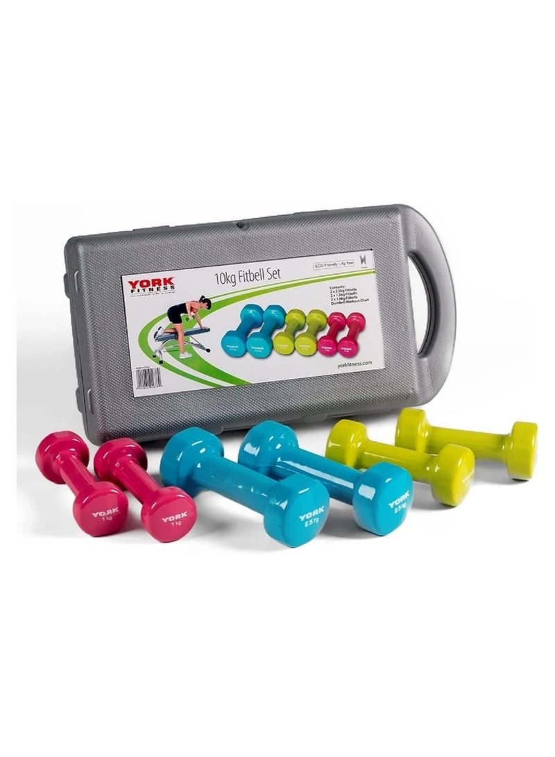 dumbbell Vinyl coated set with molded dumbbell bag provides 1kg/1.5kg/2.5kg weights