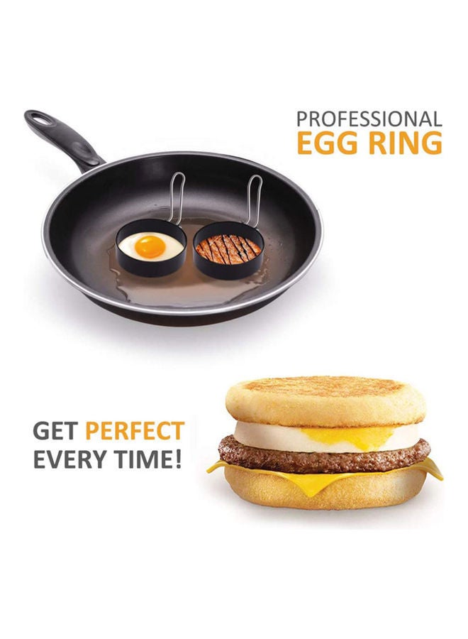 3-Piece Egg Cooker Ring Set Black/Silver