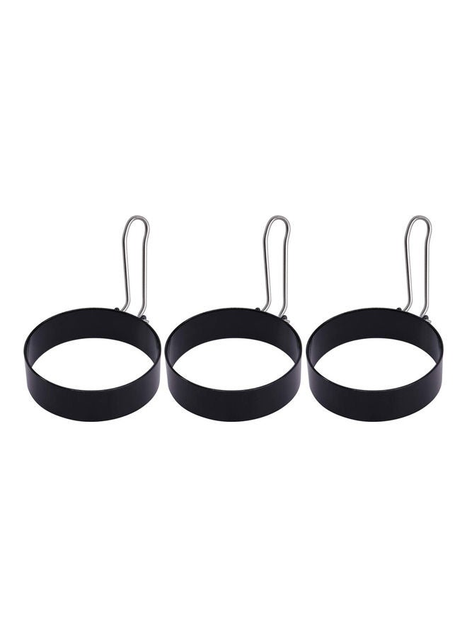 3-Piece Egg Cooker Ring Set Black/Silver