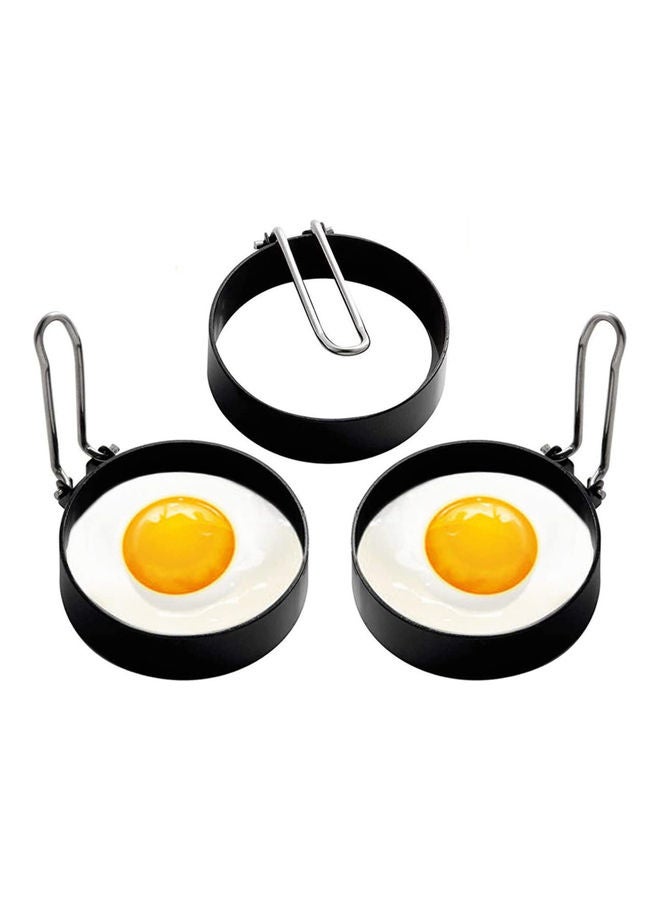 3-Piece Egg Cooker Ring Set Black/Silver