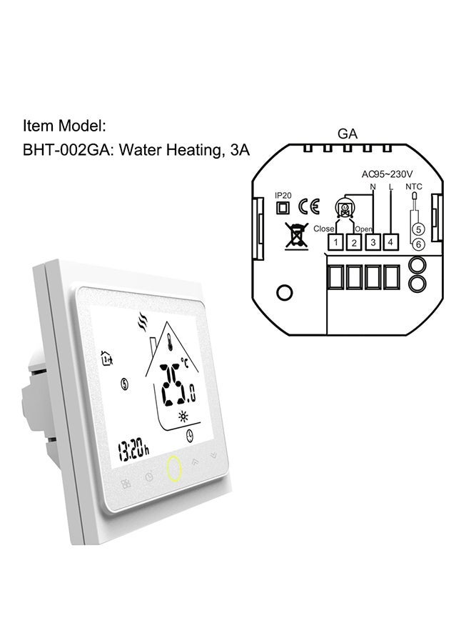 3A Heating Thermostat With LCD Display 23925 White