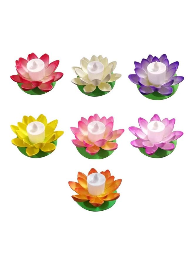 7 Piece LED Floating Lotus Lantern Candle Lights Multicolour 5 x 10.5cm