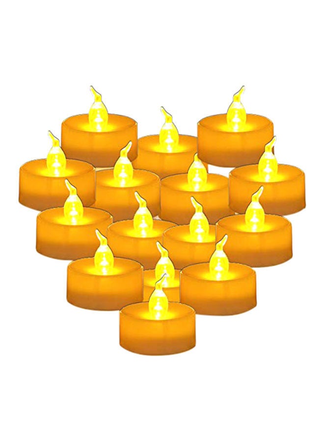 24-Piece Battery Operated LED Tea Light Candle Set With Timer Yellow