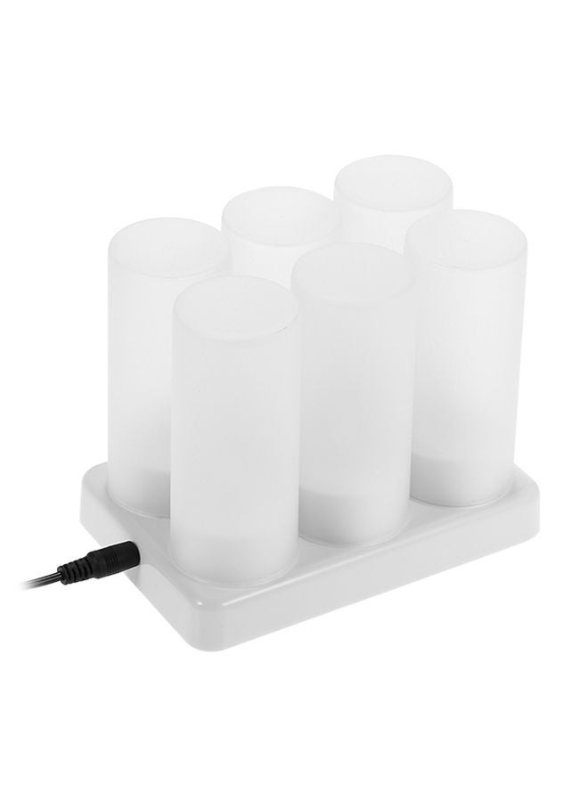 6 Piece Rechargeable LED Candles Lights With Remote Control Frosted Cups White 0.46kg