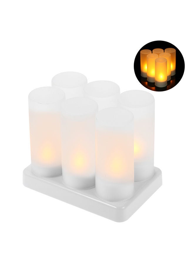 6 Piece Rechargeable LED Candles Lights With Remote Control Frosted Cups White 0.46kg