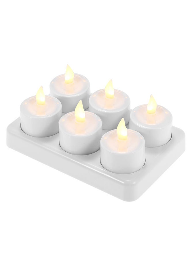 6 Piece Rechargeable LED Candles Lights With Remote Control Frosted Cups White 0.46kg