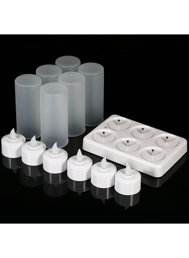 6 Piece Rechargeable LED Candles Lights With Remote Control Frosted Cups White 0.46kg