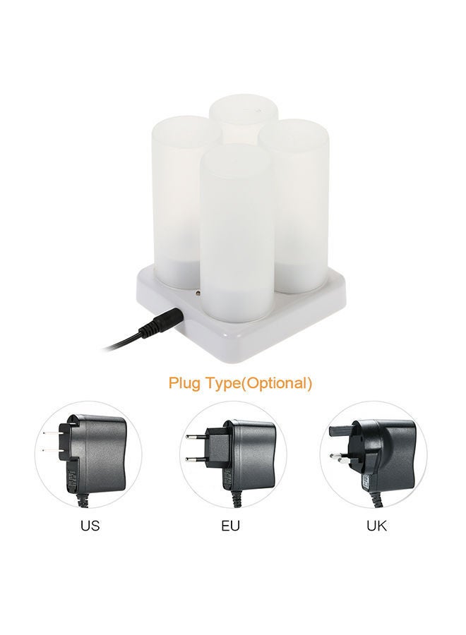 4-Piece Rechargeable Led Flickering Flameless Candle Set White 10centimeter