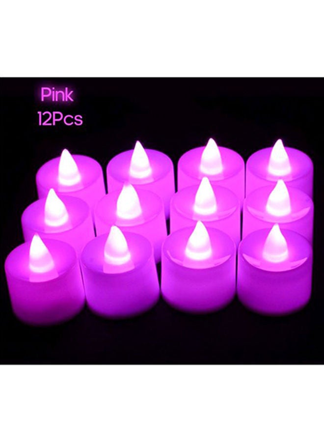 12-Piece Decorative LED Flameless Candle Lamp Set White 20x15x6centimeter