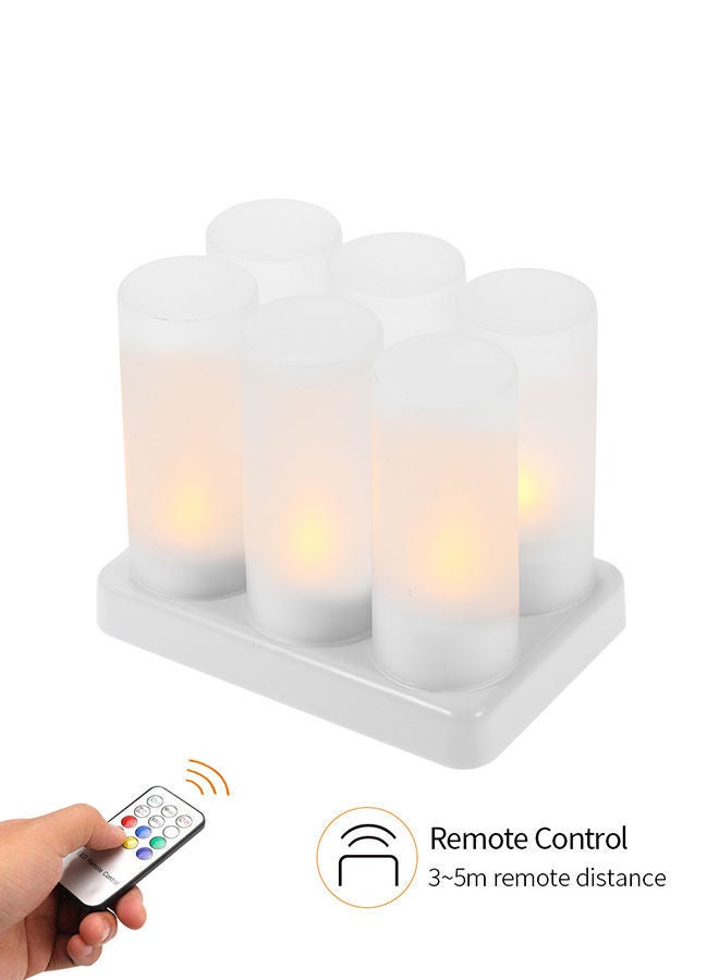 6 Piece Rechargeable LED Lights With Remote Control Frosted Cups White 0.48kg