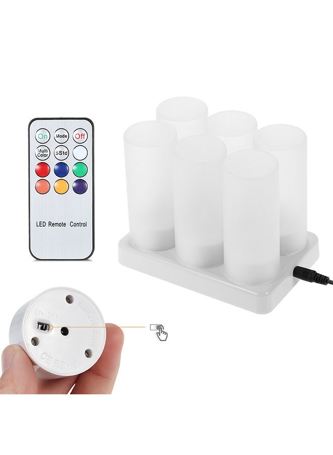 6 Piece Rechargeable LED Lights With Remote Control Frosted Cups White 0.48kg