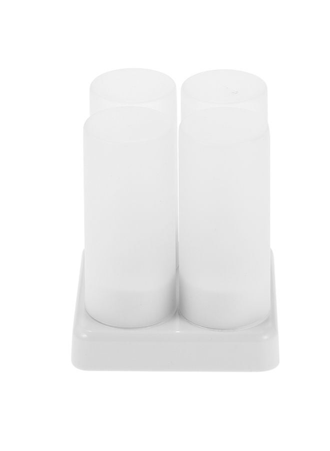 4 Piece Rechargeable LED Candles Lights With Remote Control Frosted Cups White 0.37kg