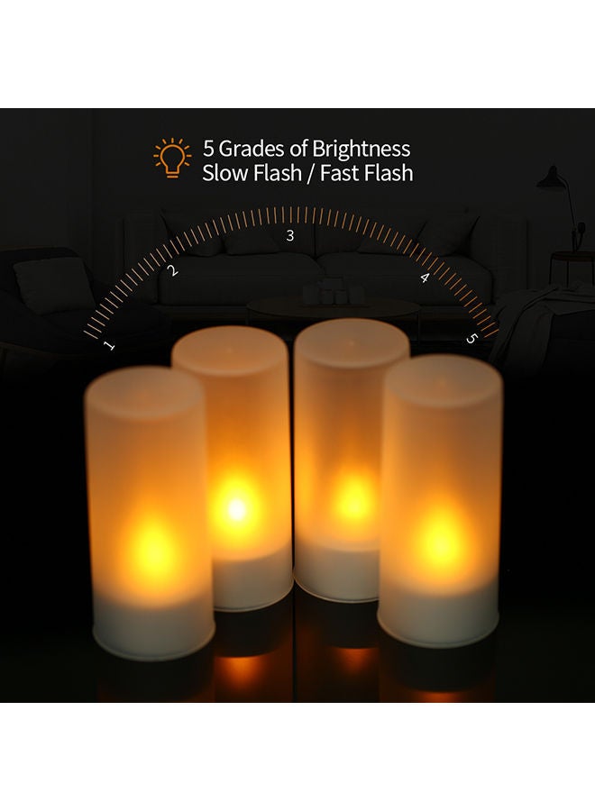 4 Piece Rechargeable LED Candles Lights With Remote Control Frosted Cups White 0.37kg