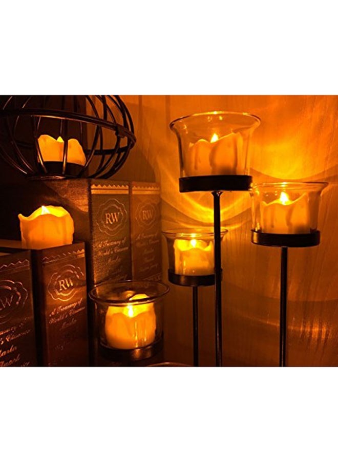 Set of 12 LED Flameless Candles With Timer Flickering Yellow 1.7x1.4x1.4inch