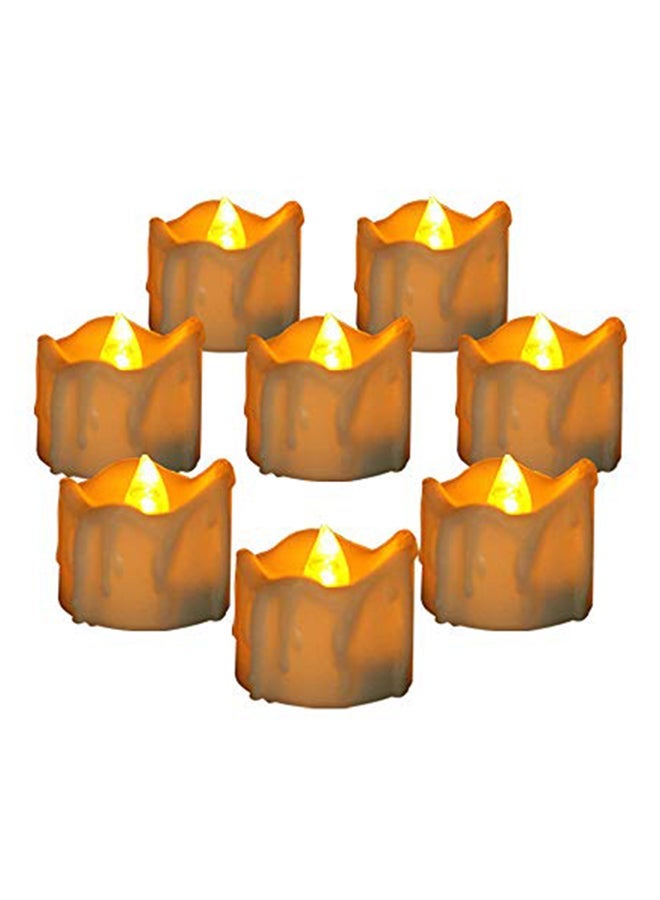 Set of 12 LED Flameless Candles With Timer Flickering Yellow 1.7x1.4x1.4inch