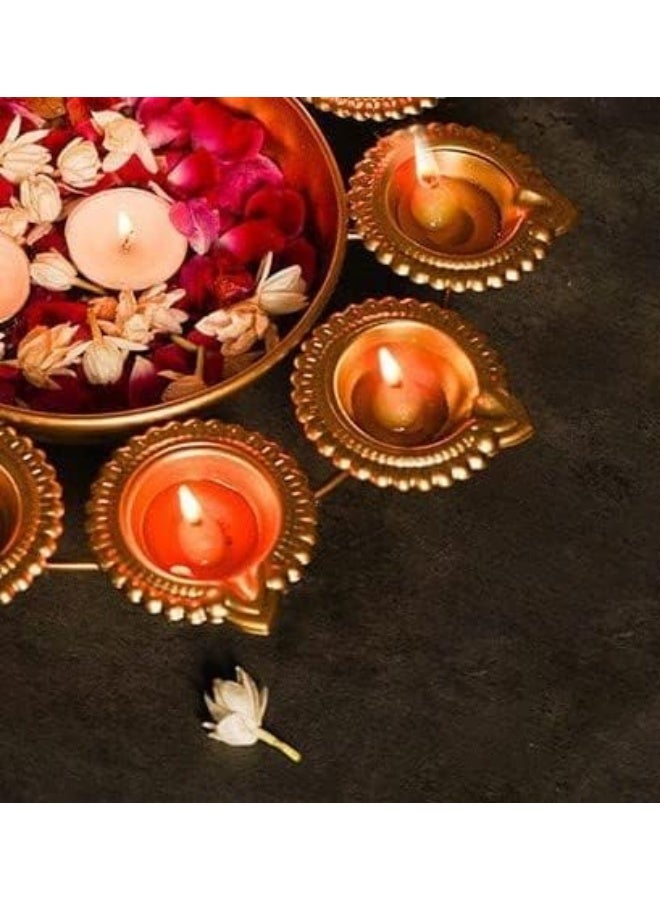 Next In Crafts Diya Shape Flower Decorative Urli Bowl For Home Handcrafted Bowl For Floating Flowers And Tea Light Candles Home, Office And Table Decor | Diwali Decoration Items, Metal, Gold