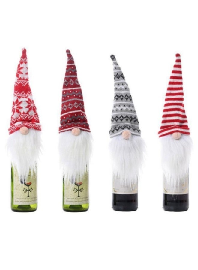 4Pcs Gnomes Wine Bottle Topper Cute Gnome Toppers Wine Bottle Cover