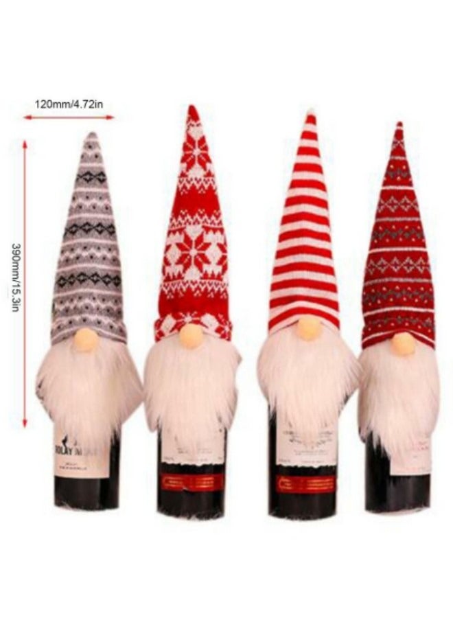 4Pcs Gnomes Wine Bottle Topper Cute Gnome Toppers Wine Bottle Cover