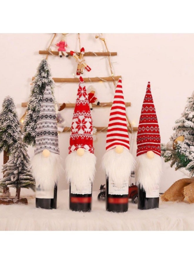 4Pcs Gnomes Wine Bottle Topper Cute Gnome Toppers Wine Bottle Cover