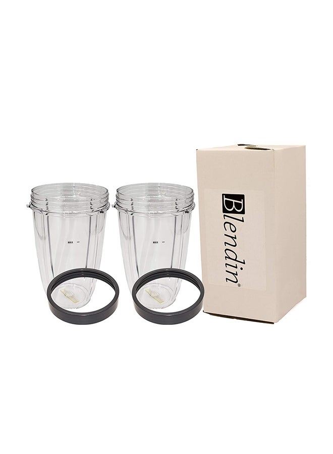 2 Piece Tall Cup And Lip Ring For Nutribullet Clear/Grey