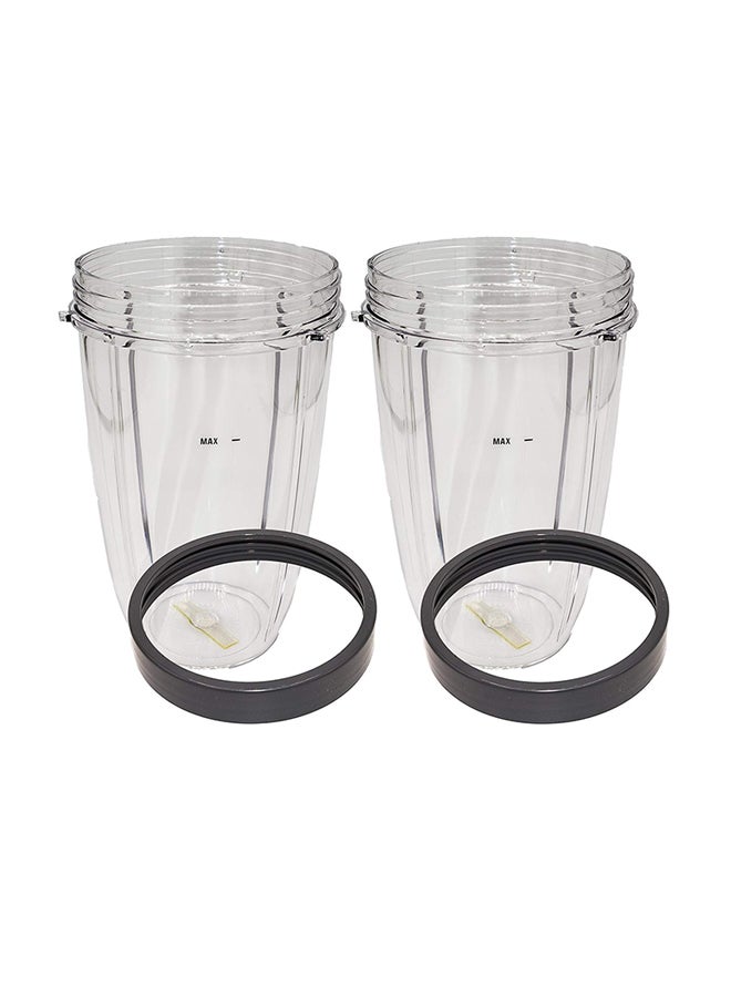 2 Piece Tall Cup And Lip Ring For Nutribullet Clear/Grey