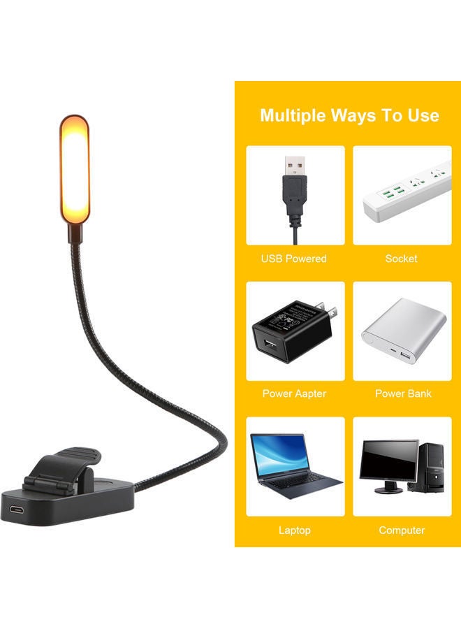 LED Flexible Clip On Eye-Caring Book Reading Lamp Light - Type 1 Black