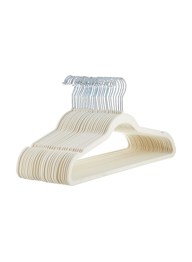 50-Piece Non-Slip Velvet 360 Degree Swivel Hangers Set white