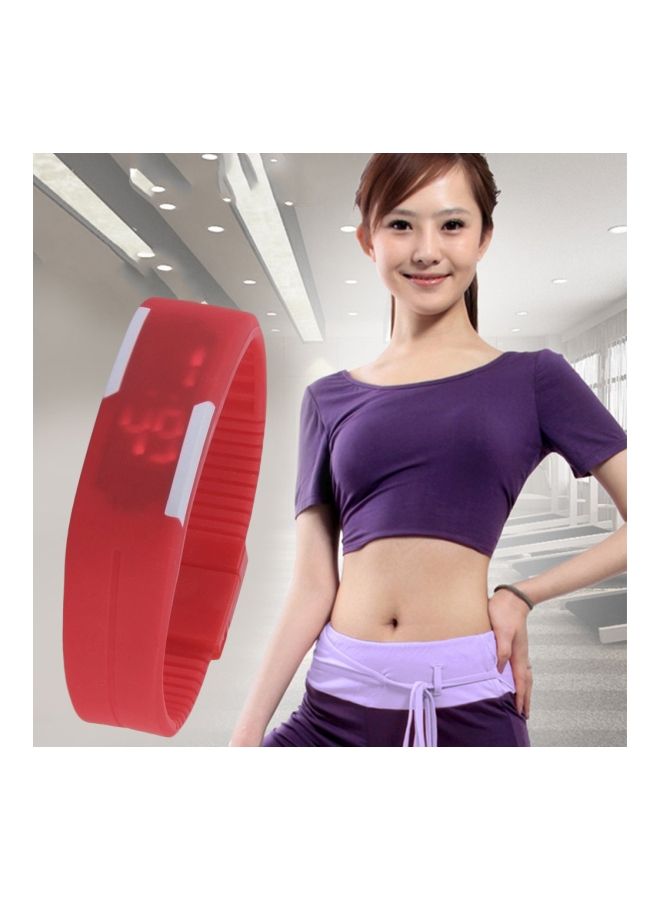 Mens Women Soft Silicone LED Watch Sports Bracelet Digital Wrist One Size Red