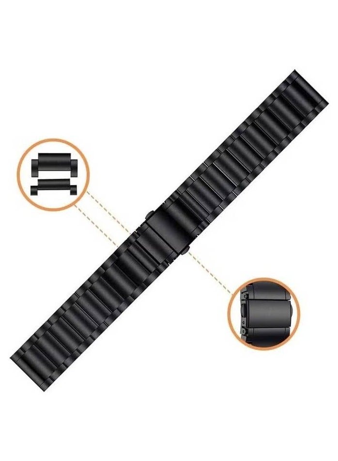 Metal Stainless Steel Strap Band for Samsung Galaxy Watch 46mm / Huawei GT2 / Gear S3 Frontier and Classic / Honor Magic 2 / Fossil 22mm Black