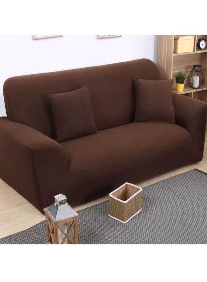 3-Piece Solid Pattern Dust Proof Sofa Slipcover Set Coffee 90 x 140centimeter