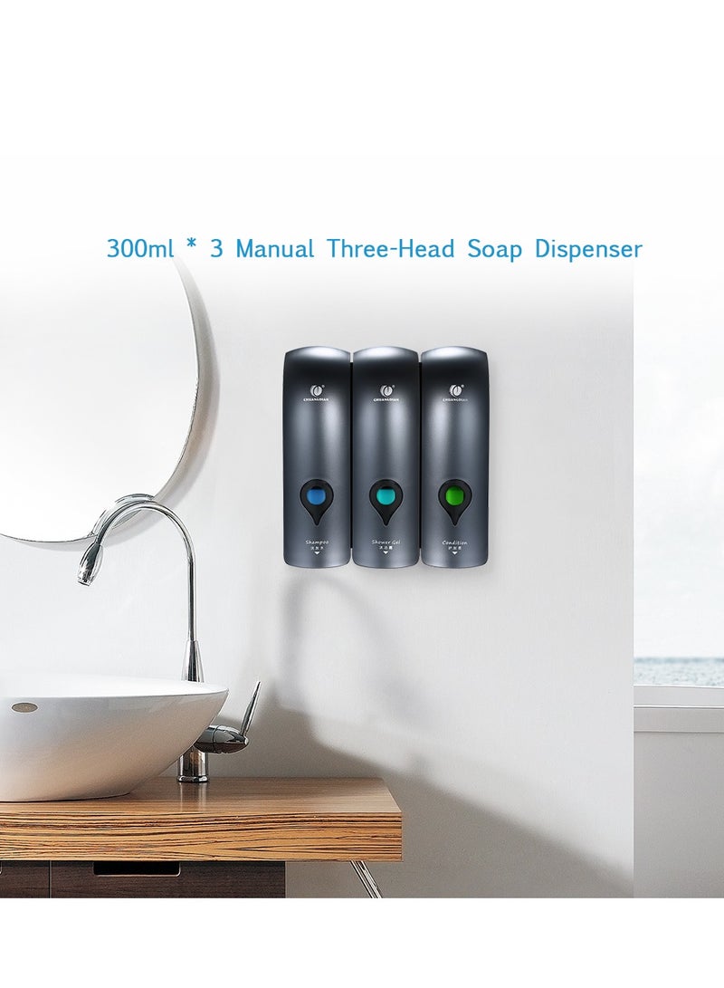 CHUANGDIAN Manual Soap Dispenser,Wall Mounted Liquid Shampoo Box, Shower Gel Hand Soap Dispensers, for Kitchen Bathroom Home Hotel