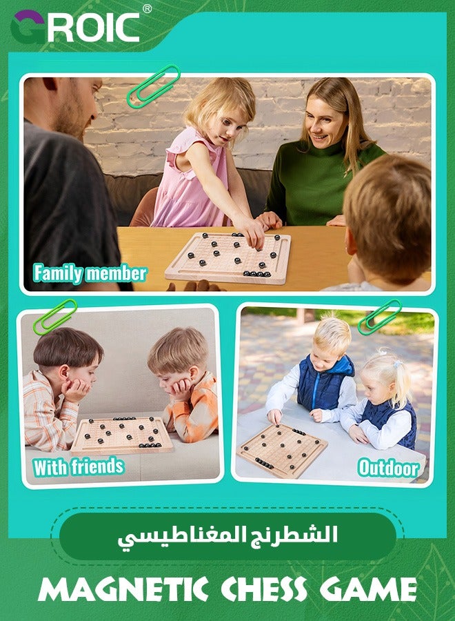 Magnetic Chess Game,Magnetic Induction Chess Game Set,Table Top Magnet Chess Game, Magnetic Rocks Game,Family Party Strategy Game with 20Pcs Magnetic Stones,Magnetic Board Game
