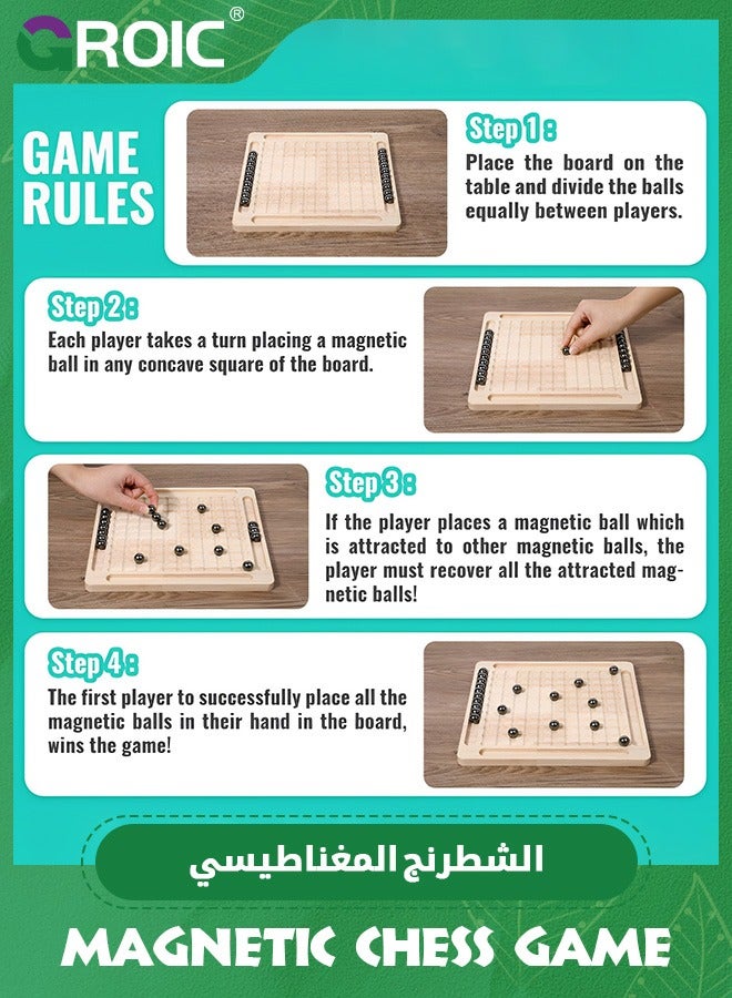 Magnetic Chess Game,Magnetic Induction Chess Game Set,Table Top Magnet Chess Game, Magnetic Rocks Game,Family Party Strategy Game with 20Pcs Magnetic Stones,Magnetic Board Game