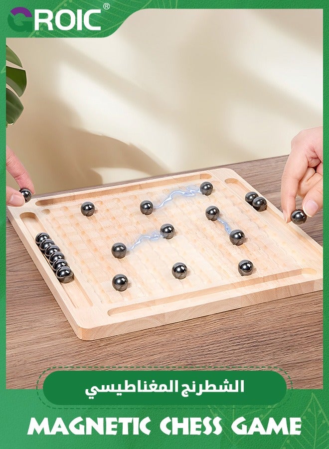 Magnetic Chess Game,Magnetic Induction Chess Game Set,Table Top Magnet Chess Game, Magnetic Rocks Game,Family Party Strategy Game with 20Pcs Magnetic Stones,Magnetic Board Game