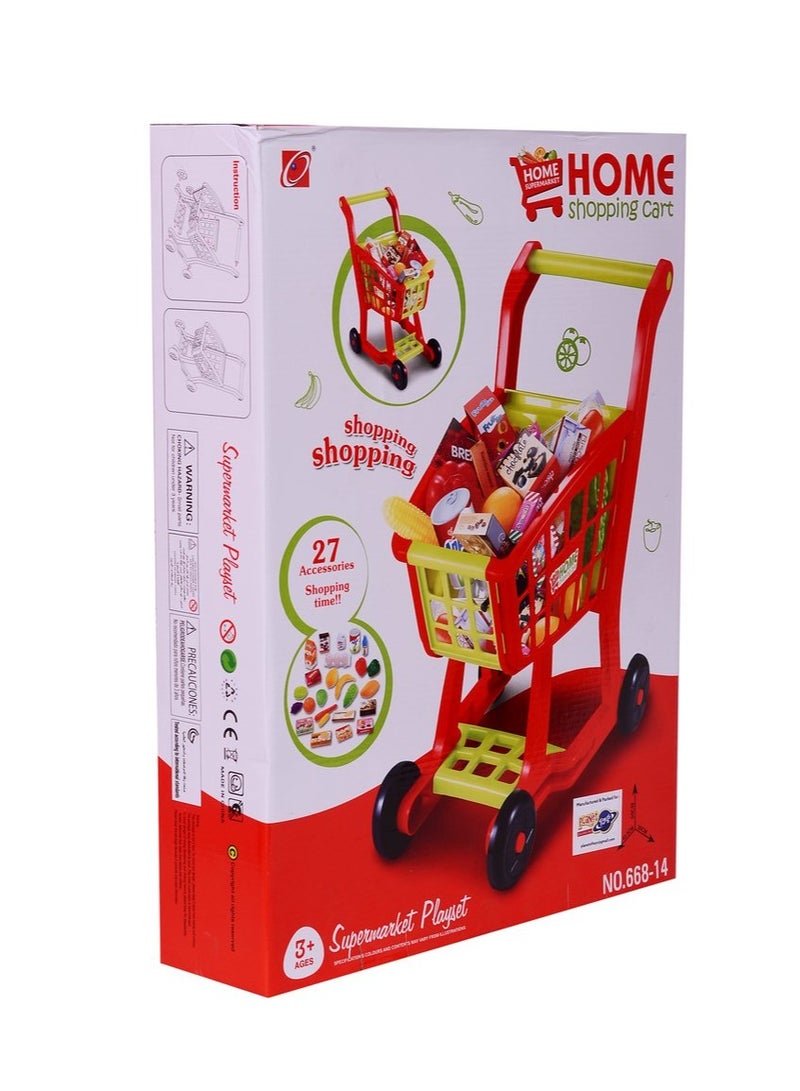 Kids Home Shopping Cart Toy with Wheels, Pretend Play Grocery Cart, Easy to Push, Ideal for Toddlers and Young Children – Perfect for Role Play, Imaginative Fun