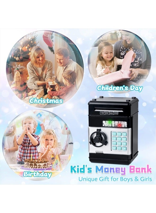 Kids Toys for Boys Girls Age 3-5,Electronic Piggy Banks for Kids Money Savings Box Toys Mini ATM Coin Bank for Children Best Birthday Xmas Gifts Cash Coin Can for Kid 8-12 Year Old Black