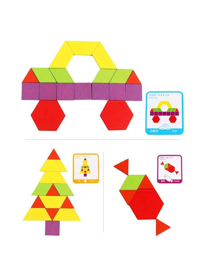 Wooden Pattern Block Puzzle Set 24.5x21.3x4cm
