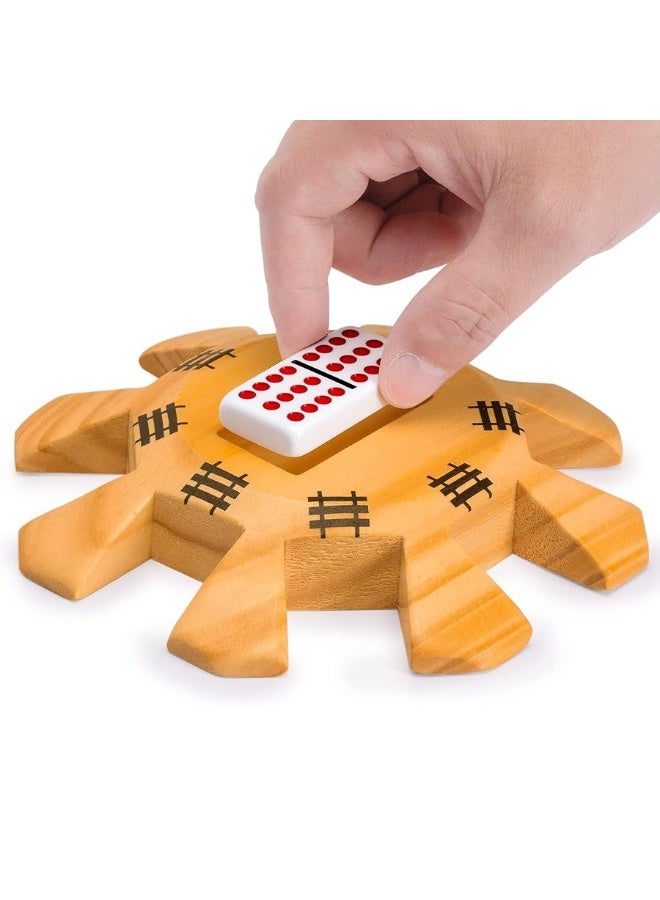 Yellow Mountain Imports Wooden Hub Centerpiece for Mexican Train Dominoes Game (up to 8 Players) - 5.8 Inches