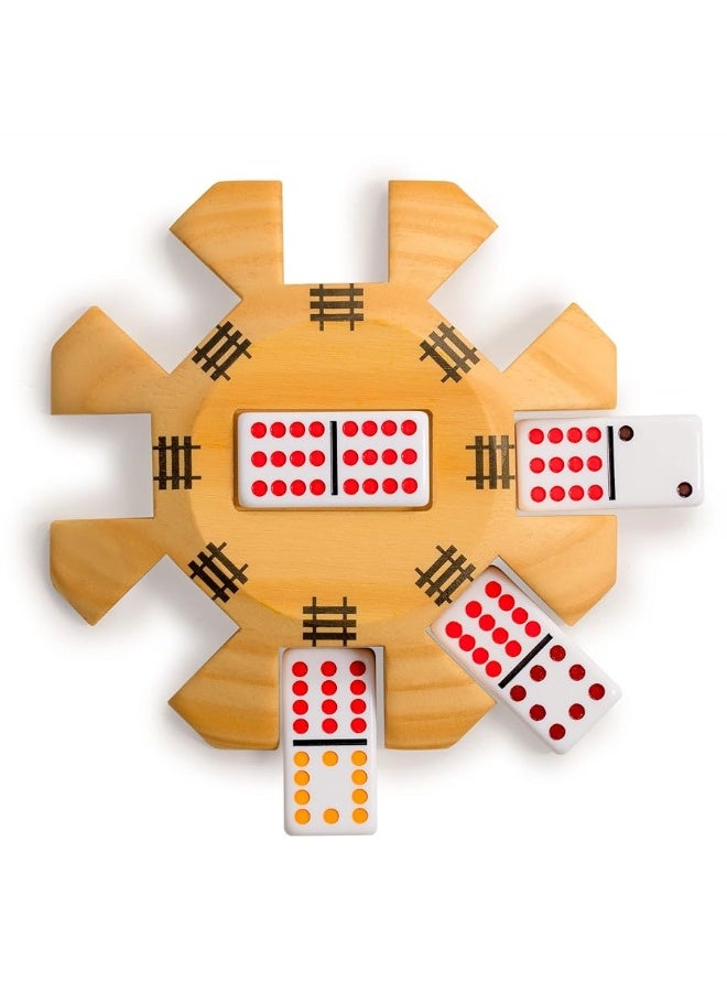 Yellow Mountain Imports Wooden Hub Centerpiece for Mexican Train Dominoes Game (up to 8 Players) - 5.8 Inches