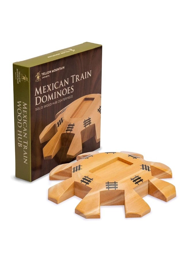 Yellow Mountain Imports Wooden Hub Centerpiece for Mexican Train Dominoes Game (up to 8 Players) - 5.8 Inches