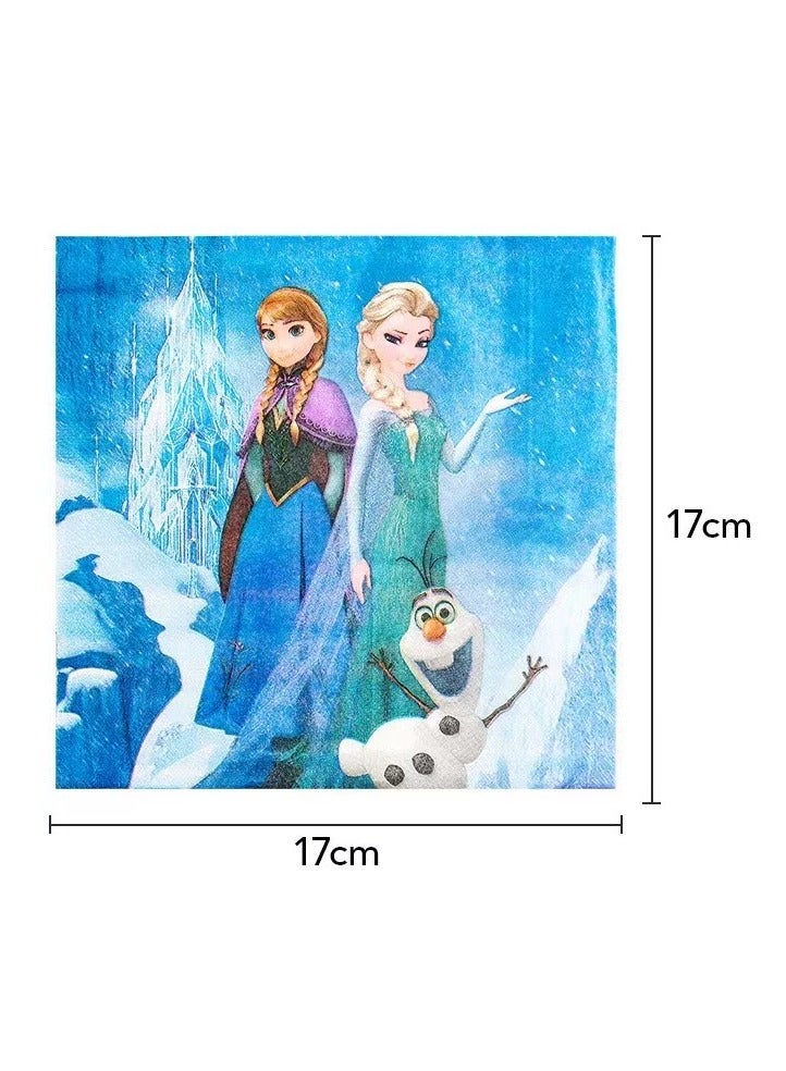 145 pcs disposable party tableware Frozen theme, kids birthday party celebration, baby shower party suppliers with plates, spoons, folks, cups, napkins, etc. 16 items