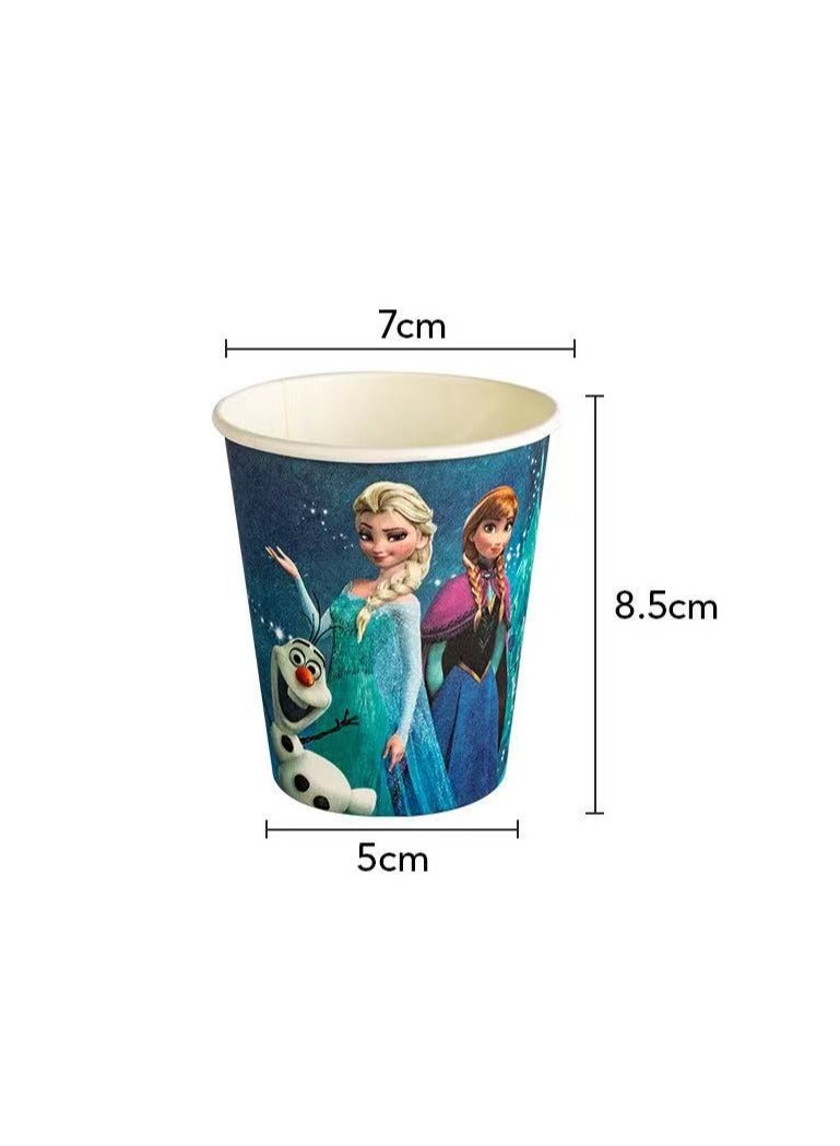 145 pcs disposable party tableware Frozen theme, kids birthday party celebration, baby shower party suppliers with plates, spoons, folks, cups, napkins, etc. 16 items