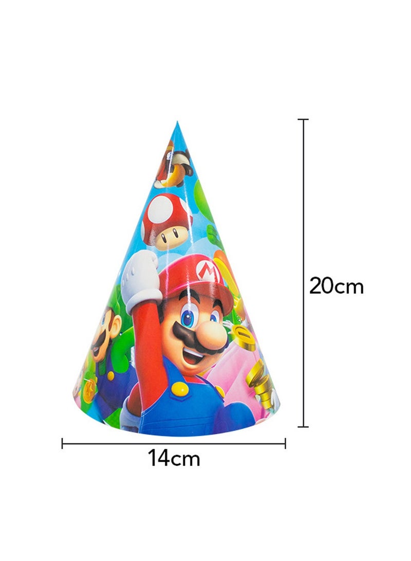 87 pcs disposable party tableware Mario theme, kids birthday party celebration, baby shower party suppliers with plates, spoons, folks, cups, napkins, etc. 9 items