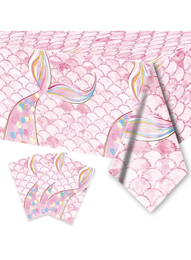 Mermaid Tail Disposable Tableware Pink Mermaid Scales Paper Plate Banner Cup Straw for Happy Birthday Party Decoration Supplies